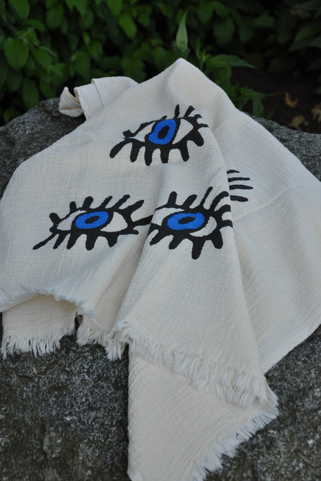 Protection Eye White Turkish Towel