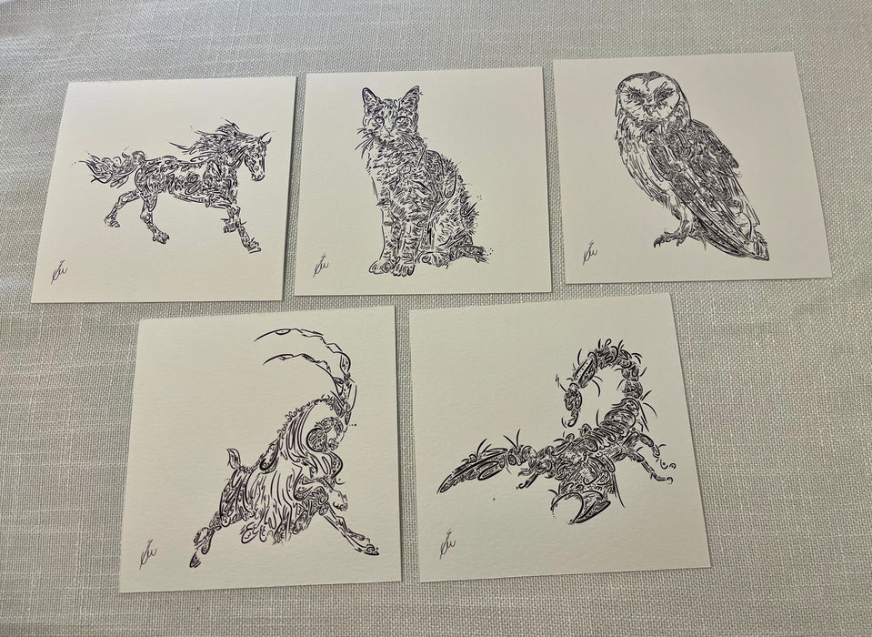 Mini Animal Calligraphy Print