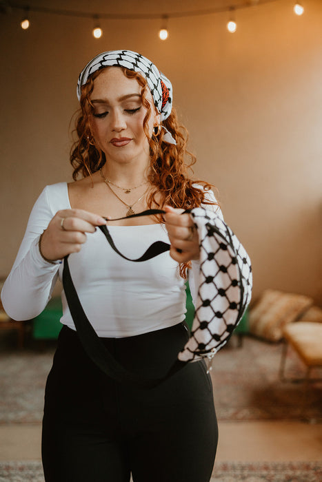 Kuffiyeh Black & White Fanny-Pack - Handmade with Adjustable Strap
