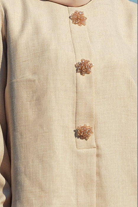 Brooch Accent Tunic In Misted Gold