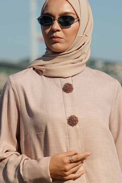 Brooch Accent Tunic In Petal Rose
