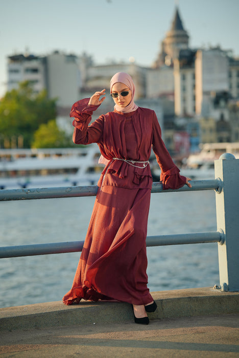 Shimmer Drape Occasion Skirt Set